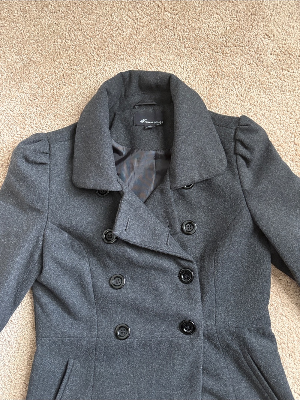 EUC forever 21 grey peacoat size small - Picture 2 of 7